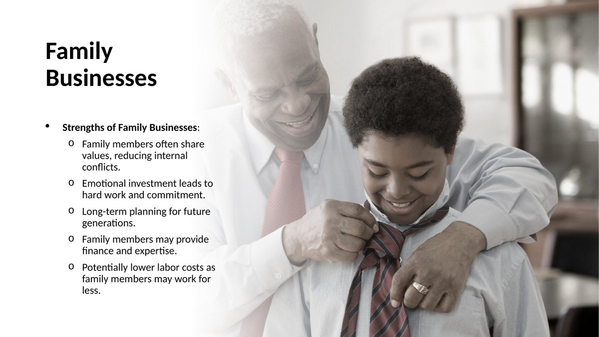 Slide from lesson 1.3 of Cambridge AS Level Business 9609: family businesses