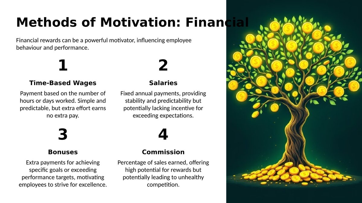 Slide from lesson 2.4 of Cambridge IGCSE Business 0264: Motivating Employees