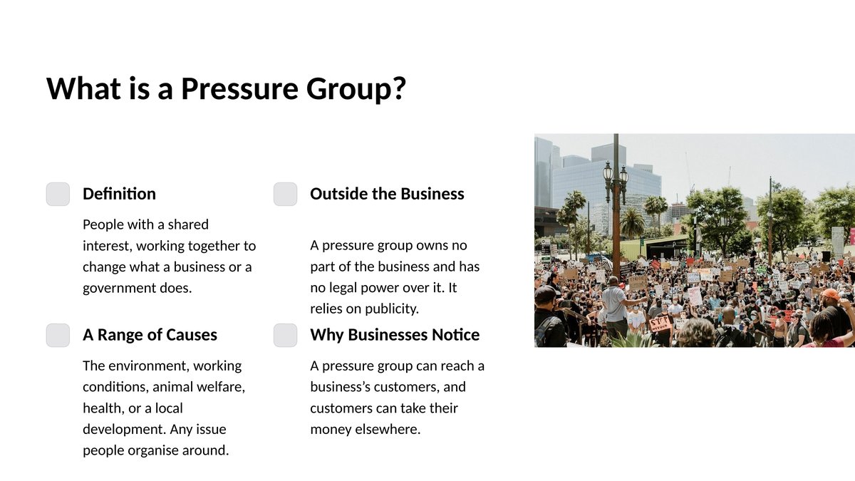 Slide from lesson 6.5: what is a pressure group